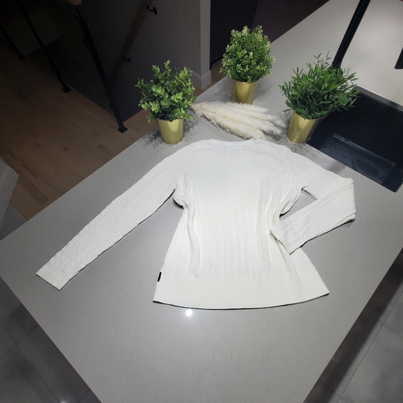 CALVIN KLEIN Très beau pull en tricot extensible de couleur blanc - Picture 5 of 7